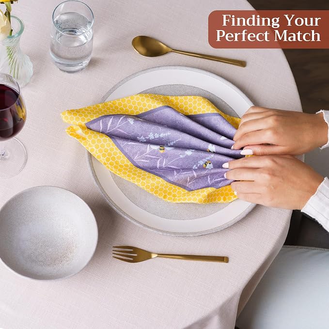 Maison d' Hermine Cloth Napkins Set of 4 Reusable 100% Cotton (18" x 18") | Everyday Square Napkins Cloth Washable Dinner Party Wedding Restaurant Hotel Kitchen Spring Summer - Bees Are Buzzing - Image 5
