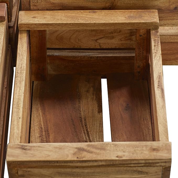 Deco 79 Wood Handmade Decorative and Functional Storage Basket Basket Organizer with Handles, Set of 4 Basket for Storage 13", 16", 19", 22"W, Brown - Image 9