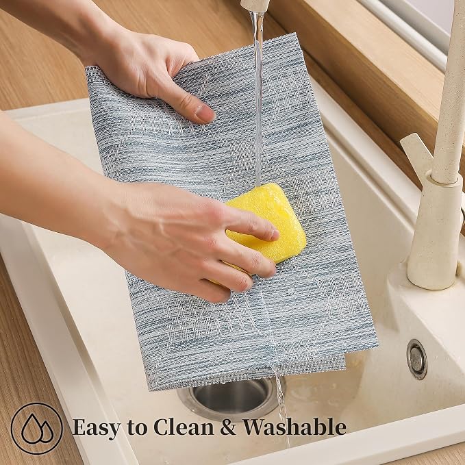 Leetaltree Jacquard Blue Placemats Set of 8 - Heat Resistant Non-Slip Place mats for Dining Table, Washable Durable PVC Vinyl Woven Table Mats(Jacquard Blue, 8) - Image 6