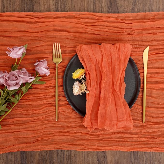 fani 100 Pack Gauze Cheesecloth Napkins, 20 x 20 in, Burnt Orange | Wrinkled Table Napkins, Soft Cotton, Rustic Decorative, Weddings, Party, Dinner Table, Everyday Use - Image 5