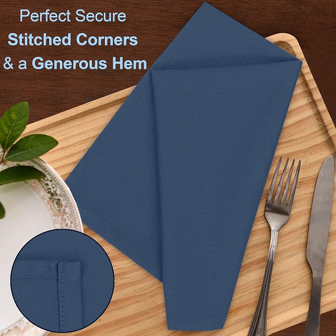 Ruvanti Cloth Napkins Set of 6, 18x18 Inches Napkins Cloth Washable, Soft, Durable, Absorbent, Cotton Blend. Table Dinner Napkins Cloth for Hotel, Lunch, Restaurant, Wedding Parties - Ocean Blue - Image 3