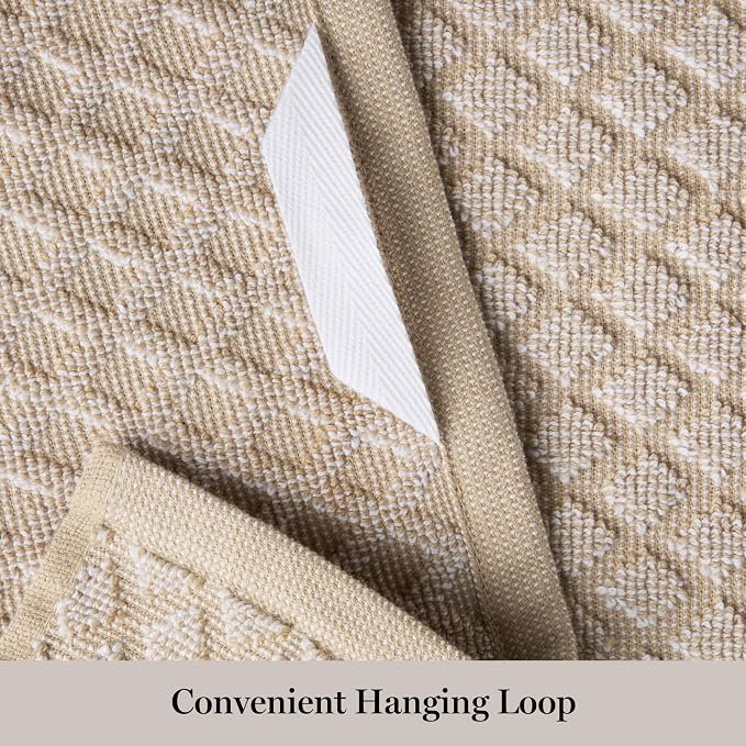 Martha Stewart Honeycomb Chambray Textured Kitchen Towel 4-Pack Set, 100% Cotton with Absorbent Terrycloth, Decorative Kitchen Towels, Natural, 16"x28" - Image 4