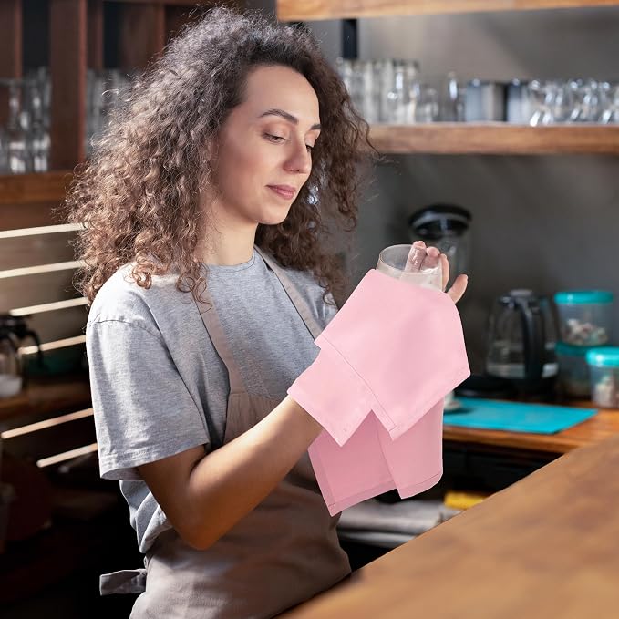 Utopia Home [24 Pack, Pink] Cloth Napkins 17x17 Inches, 100% Polyester | Hemmed Edges, Washable and Reusable Ideal for Parties, Weddings and Dinners - Image 6