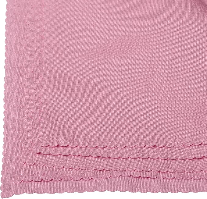 Pack of 100 Polyester Napkins 17 x 17 Inch Square with Scalloped Edge, Plain Washable Reusable Dining Table Cloth Napkin for Wedding Party Banquet Home Restaurant Bistro Decoration - Pink - Image 5