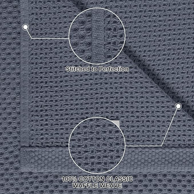 Homaxy 16 Pack 100% Cotton Kitchen Towels and Dishcloths Set, Dark Grey | 12 x 12 Inches and 13 x 28 Inches Kitchen Towels Set, Ultra Soft Absorbent Dish Cloths for Washing Dishes - Image 2