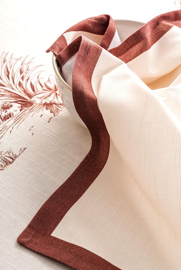 Maison d' Hermine Cloth Napkins Set of 4 Reusable 100% Cotton (20" x 20") | Everyday Square Napkins Cloth Washable Dinner Wedding Restaurant Hotel Kitchen Thanksgiving Christmas - Holy Jouy - Brown - Image 7