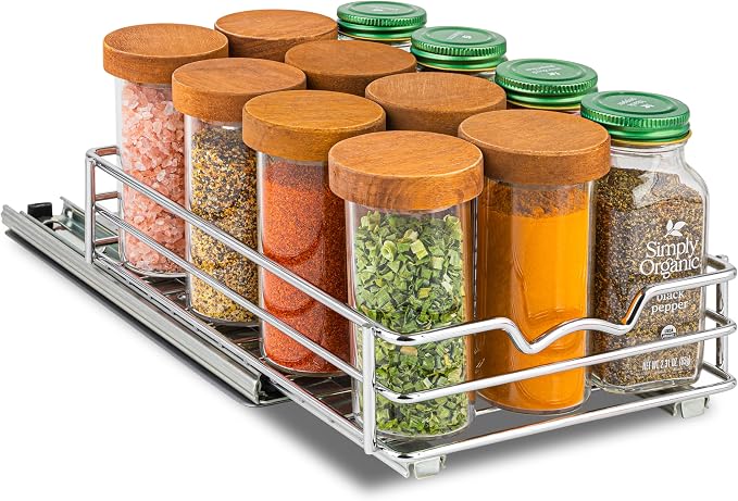 Pull Out Cabinet Organizer for Spices, Cans 6-1/2 "W x 10-1/2"D x 2-3/4”H | Heavy Duty with Lifetime Limited Warranty, Pull Out Spice Rack, Cabinet Pull Out Shelf for Cans, Dishes, Etc, Easy to Reach by HOLDN%E2%80%99STORAGE