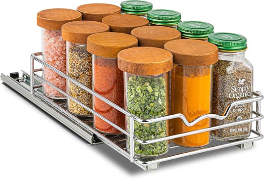 Pull Out Cabinet Organizer for Spices, Cans 6-1/2 "W x 10-1/2"D x 2-3/4”H | Heavy Duty with Lifetime Limited Warranty, Pull Out Spice Rack, Cabinet Pull Out Shelf for Cans, Dishes, Etc, Easy to Reach by HOLDN%E2%80%99STORAGE
