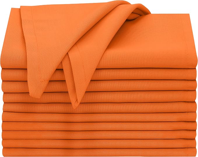 Ruvanti Cloth Napkins Set of 12, 18x18 Inches, 100% Cotton, Washable, Soft & Absorbent, Perfect for Wedding, Christmas, ‎Thanksgiving Dinners - Orange Peel - Image 9