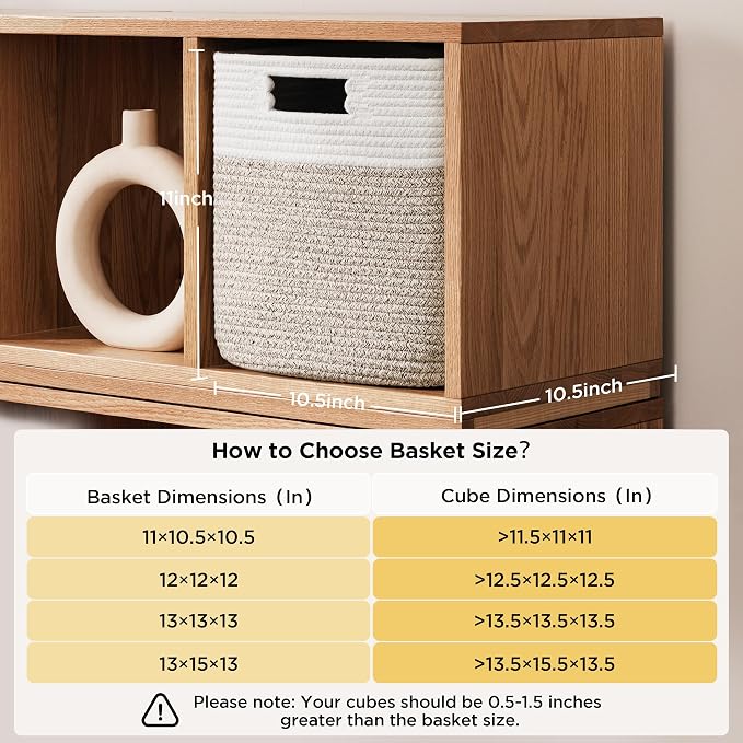 UBBCARE Storage Cubes 11 Inch, Cotton Rope Woven Baskets for Organizing, Cube Storage Bin for Baby Nursery, 2-Pack Square Toy Storage Baskets for Shleves Organizer, Closet, Kidsroom, Brown - Image 2
