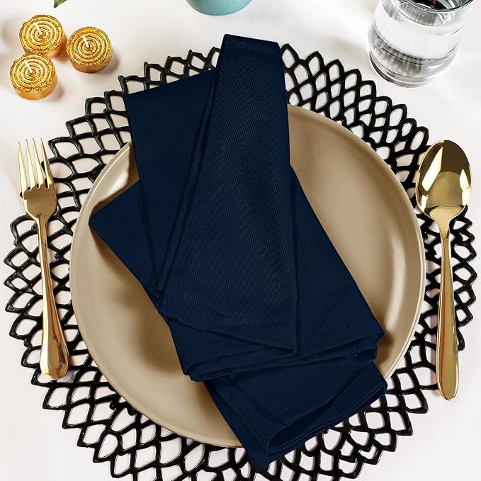 Utopia Kitchen Cotton Blend Navy Blue Cloth Napkins [12 Pack, 18x18 Inch] | Absorbent Washable and Reusable for Dinner, Restaurant, Lunch, Wedding and Hotel - Image 8