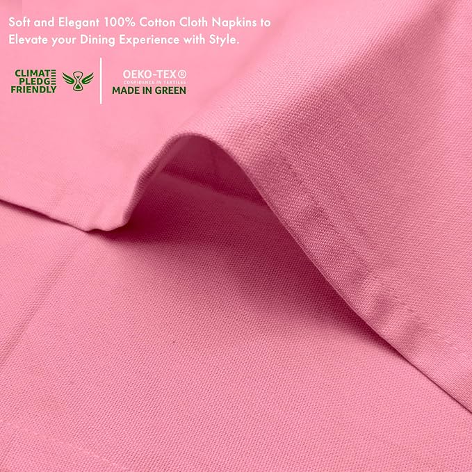Ruvanti Cloth Napkins Set of 6, 100% Cotton High GSM 18x18 Inches Soft, Washable, Highly Durable & Absorbent, Perfect for Parties, Christmas, Thanksgiving Dinners – Pink Bubblegum - Image 4