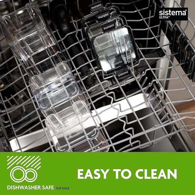 Sistema Tritan Ultra Airtight Pantry & Kitchen Storage Containers, 3-Pack, Clear Stackable Square Food Storage, BPA-Free, Dishwasher & Freezer-Safe (Microwave-Safe Without Lid) - Image 5