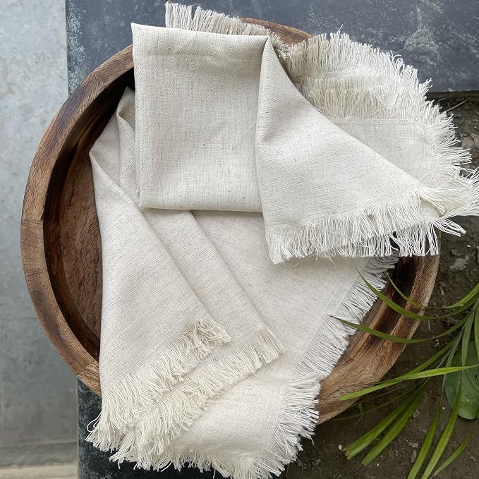 Linen Cloth Dinner Napkins Set of 12 – 18x18 Natural with Fringed Corners | Machine washable Fabric Napkins For Weddings, Baby Showers, Parties & Dining - Image 6