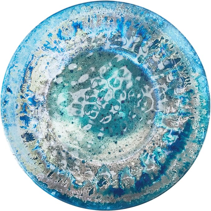 Radiance Teal 2pc Melamine Platter Set – 14" Round & 18"x13.5" Oval Serving Trays – Reactive Glaze Style Artisan Serveware for Entertaining, Holidays, Dinner Parties, or Gifts - Image 3