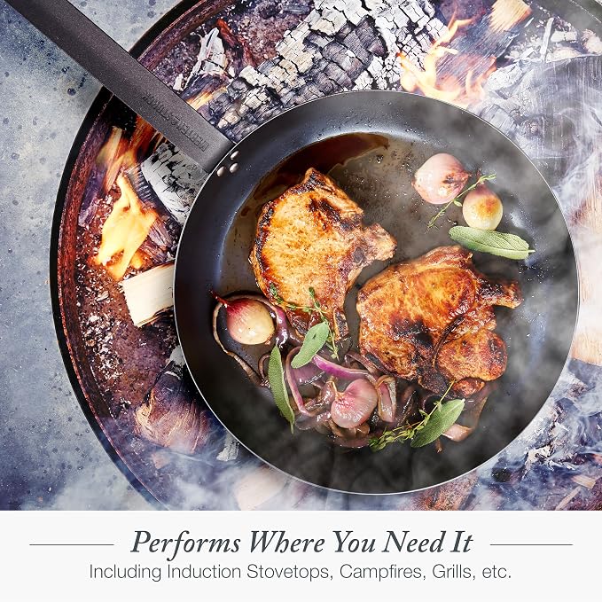 Merten & Storck 10" Pre-Seasoned Carbon Steel Frying Pan Skillet | Natural Nonstick with Use, Induction & All Stovetop Suitable, Grill & Campfire Safe, Even Heating, Indoor/Outdoor Use - Image 3