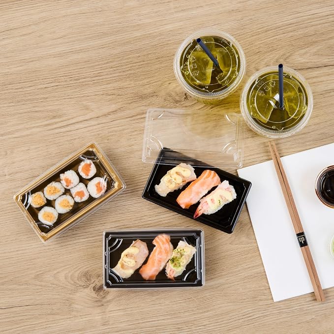 Restaurantware Plastic Sushi Trays 100 Pack of 5.3 x 3.15 x 1.57 Inch With Clear Lids Leak-Resistant Sushi Take Out Boxes Stackable Containers For Grab-And-Go - Image 10