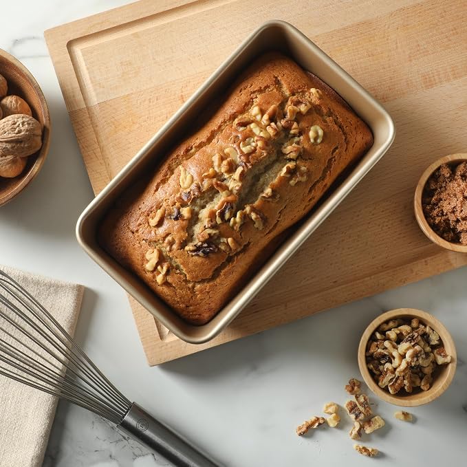 Martha Stewart Gallen 9 Inch Nonstick Carbon Steel Loaf Pan – Champagne, Durable Bakeware for Even Baking and Easy Release - Image 3