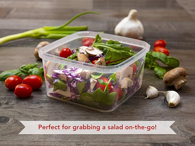 32 oz 20 Pack Square Clear Deli Containers with Lids Disposable BPA Free Square Plastic Food Storage Containers with Lids Airtight for Meal Prep Take Out Kitchen - Image 3