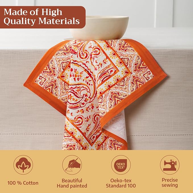 Maison d' Hermine Cloth Napkins Set of 4 Reusable 100% Cotton (20" x 20") | Everyday Square Napkins Cloth Washable Dinner Wedding Restaurant Hotel Kitchen Thanksgiving Christmas - Palatial Paisley - Image 3