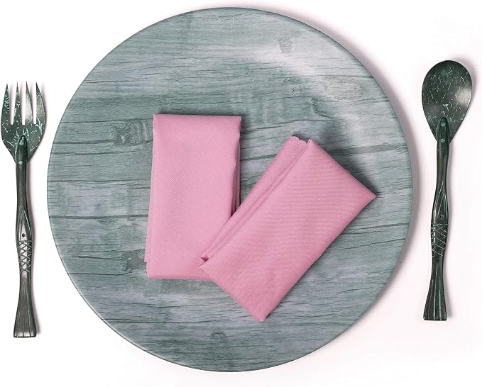 Pack of 100 Polyester Napkins 17 x 17 Inch Square with Scalloped Edge, Plain Washable Reusable Dining Table Cloth Napkin for Wedding Party Banquet Home Restaurant Bistro Decoration - Pink - Image 4