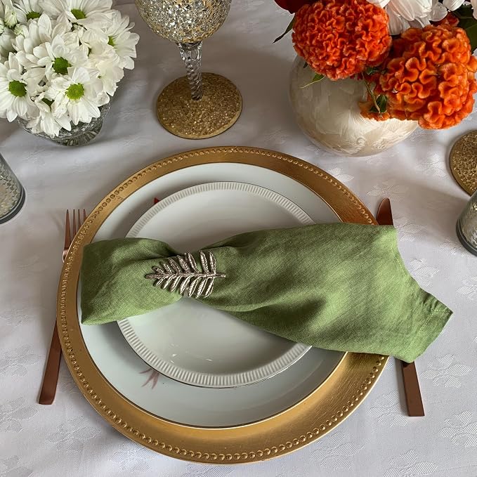 Linen Napkins –100% French Flax – Stonewashed Pure Linen Cloth Napkins - Size 18 Inch x 18 Inch – Set of 4 (Pepper Green) - Image 4