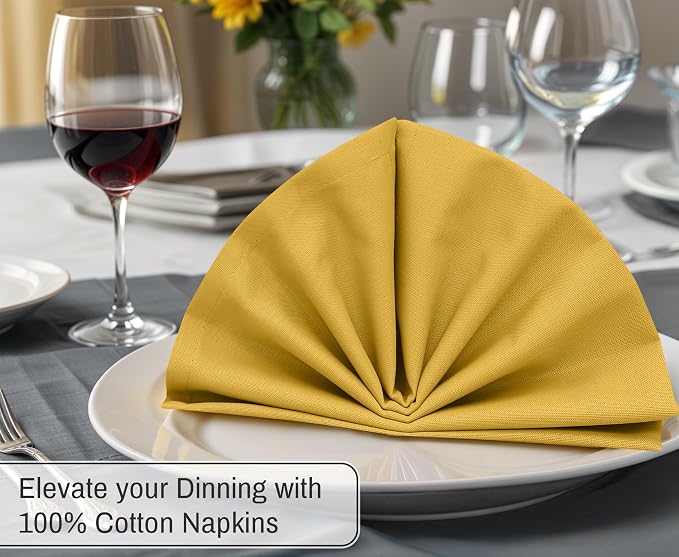 Ruvanti Cloth Napkins Set of 12, 18x18 Inches, 100% Cotton, Washable, Soft & Absorbent, Perfect for Wedding, Christmas, ‎Thanksgiving Dinners - Spicy Mustard - Image 4