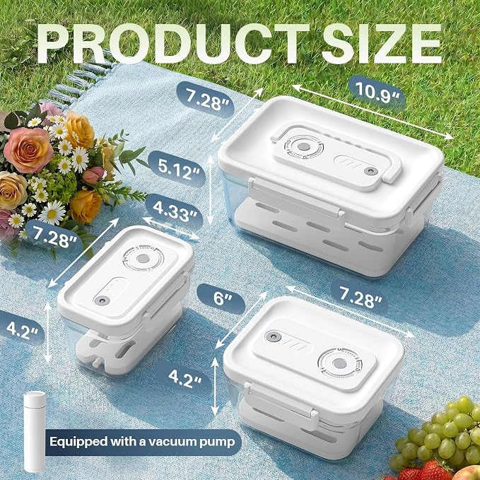 Food Storage Containers with Lids Airtight Set, BPA Free, Vacuum Container | Vacuum Container Set with Ice Packs for Lunch Boxes & Coolers - Freezer Packs for Kitchen, Fridge, Camping, Picnic - Image 7