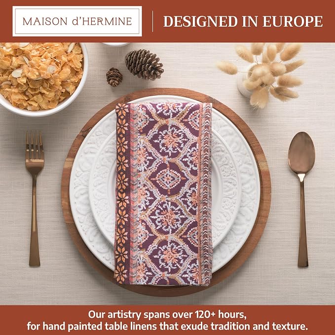 Maison d' Hermine Cloth Napkins Set of 4 Reusable 100% Cotton (20" x 20") | Everyday Square Napkins Cloth Washable Dinner Wedding Restaurant Hotel Kitchen Thanksgiving Christmas - Fair Isle - Image 2