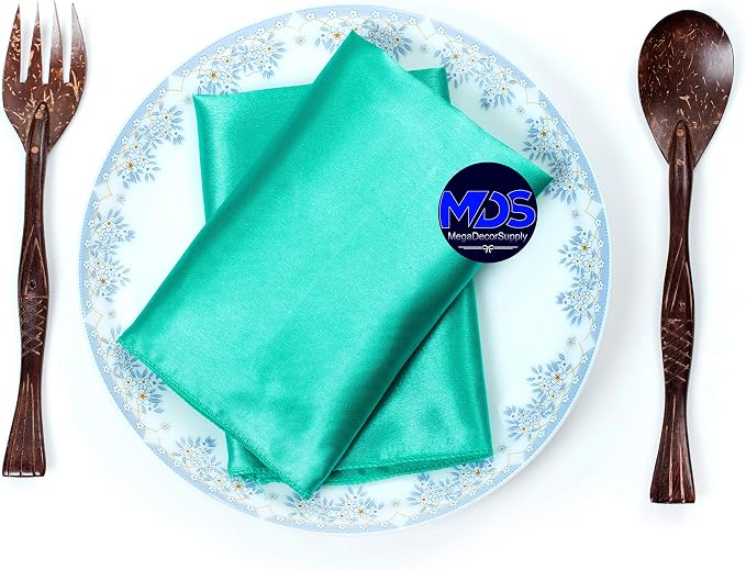Set of 100 PCS Satin Napkin 12x12 Inch Square, Dinner Table Napkins for Wedding, Bulk Silky Sateen Cloth Napkins for Restaurant Banquet Graduation Birthday Party Decoration - Sea Green - Image 5