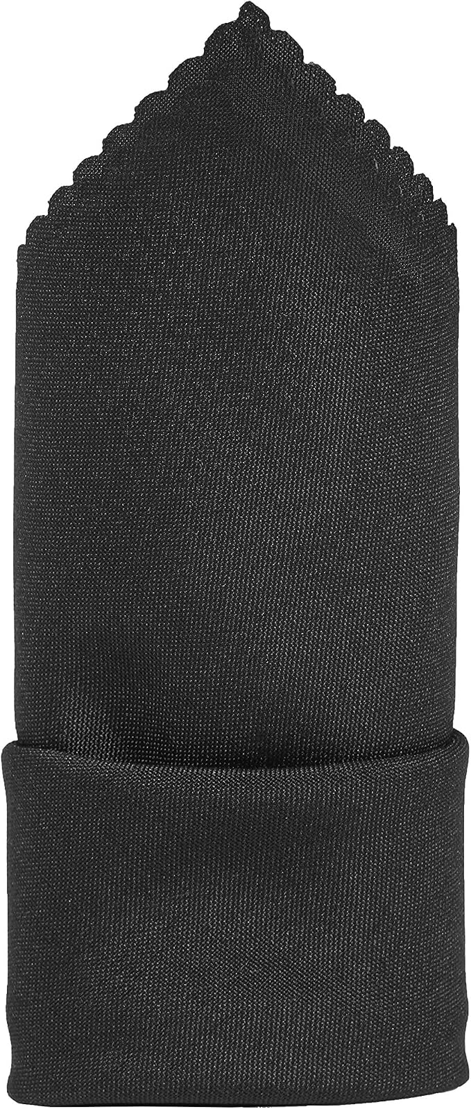 Pack of 12 Polyester Napkins 17 x 17 Inch Square with Scalloped Edge, Plain Washable Reusable Dining Table Cloth Napkin for Wedding Party Banquet Home Restaurant Bistro Decoration - Black - Image 3
