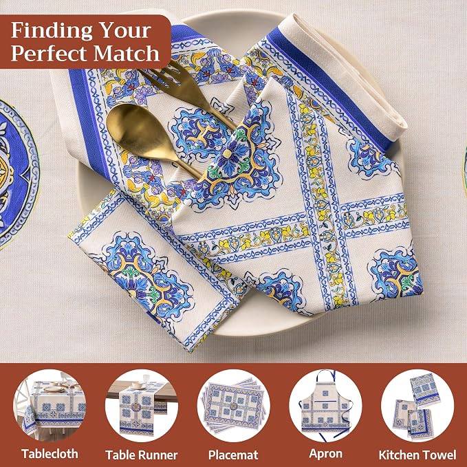 Maison d' Hermine Cloth Napkins Set of 4 100% Combed Cotton (20" x 20") | Everyday Square Napkins Cloth Washable Dinner Party Wedding Restaurant Hotel Kitchen Spring Summer - Sciacca - Image 7