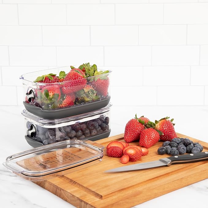 Progressive ProKeeper Stackable Produce ProKeeper Storage Container with Stay-Fresh Vent System (PKS-912 (1.2 qt Berry Keeper)) - Image 7