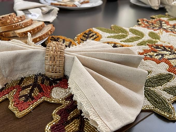 Bedding Craft Cloth Dinner Napkins Linen Flax Cotton 18x18 Set of 12 – Natural with Lace & Mitered Corners – Machine Washable Reusable Fabric Napkins for Weddings, Parties & Table Decorations - Image 5