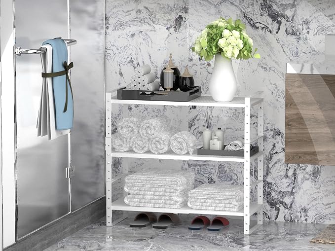Jojocross Expandable Stackable Aadjustable Shoe Rack Pantry Shelf for Kitchen Cabinets Counter Shelves Countertop Cupboard Storage Solution,Sturdy Heavy-Duty Metal Construction(3Packs/White/Medium) - Image 5