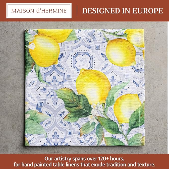 Maison d' Hermine Cloth Napkins Set of 4 Reusable 100% Cotton (20" x 20") | Everyday Square Napkins Cloth Washable Dinner Party Wedding Restaurant Hotel Kitchen Spring Summer - Citrus - Image 2