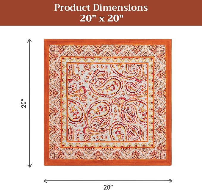 Maison d' Hermine Cloth Napkins Set of 4 Reusable 100% Cotton (20" x 20") | Everyday Square Napkins Cloth Washable Dinner Wedding Restaurant Hotel Kitchen Thanksgiving Christmas - Palatial Paisley - Image 7