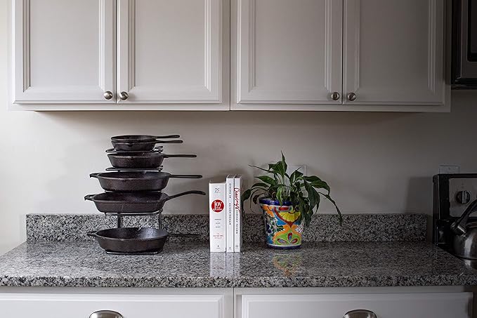 Lodge Cookware Organizer - 5-Tier - Multi-Tier Storage Rack for Cookware & Accessories - Space-Saving Organizer for Cast Iron, Lids & Kitchen Essentials - Matte Black - Image 3