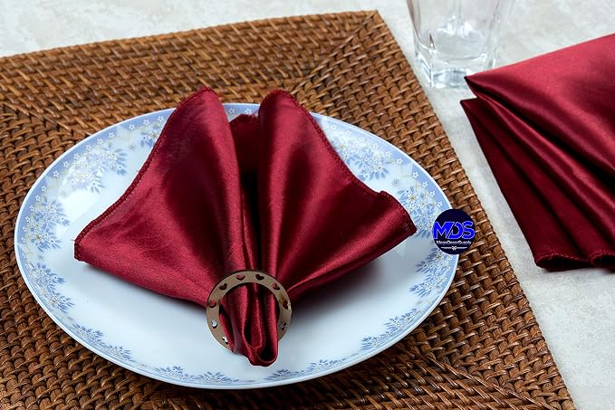 Set of 100 PCS Satin Napkin 12x12 Inch Square, Dinner Table Napkins for Wedding, Bulk Silky Sateen Cloth Napkins for Restaurant Banquet Graduation Birthday Party Decoration - Maroon - Image 6