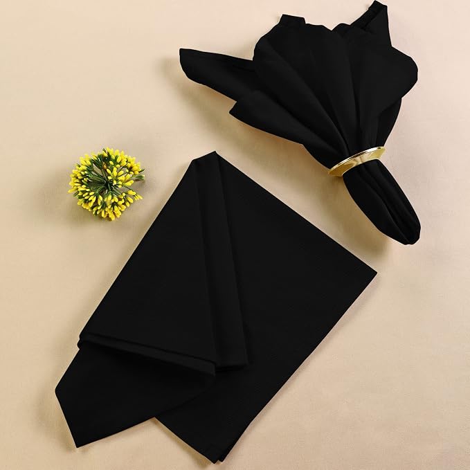 Bulk Pack-288 Hotel Cloth Napkins, 18"x18", Wrinkle Resistant, Black | High Volume Cotton Blend Collection for Restaurants, Catering & Event Venues, Washable & Reusable - Image 8