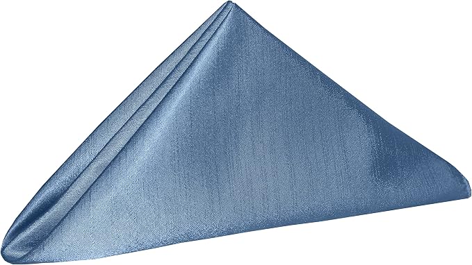 20x20-Inch Shantung Cloth Napkins, Periwinkle, Set of 24 | Bulk Case of 2 Dozen, Dinner Napkins, Satin, Square, 100% Polyester Fabric, Reversible, Faux Dupioni Silk Reverse Side, Blue - Image 2