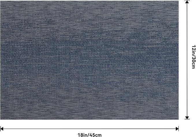 Leetaltree Denim Blue Placemats Set of 12 - Heat Resistant Non-Slip Place mats for Dining Table, Washable Durable PVC Vinyl Woven Table Mats（Denim Blue, 12） - Image 9