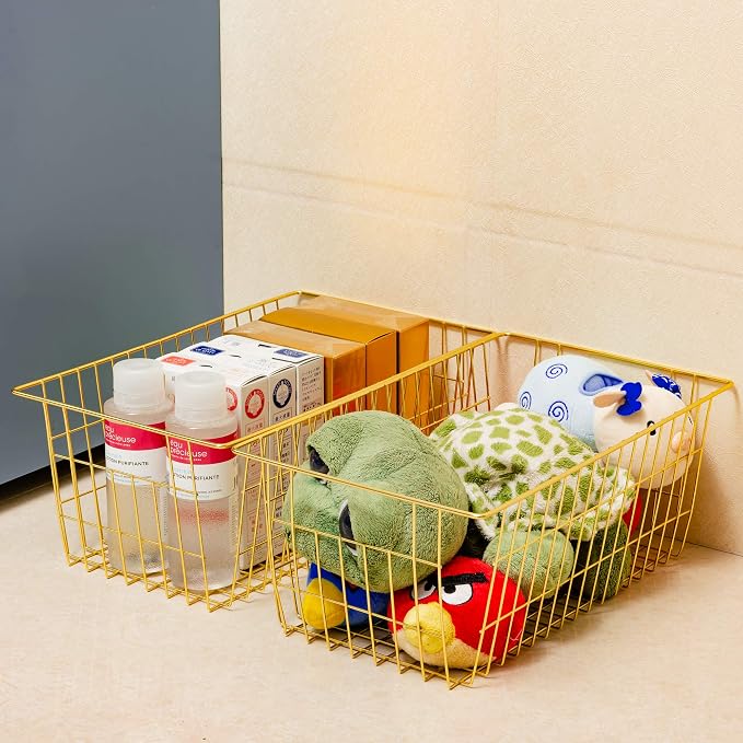 SANNO Wire Baskets Storage Baskets, Freezer Bakets Pantry Baskets Kitchen Organizing Basket Set, Great for Home, Bathroom, Tables Countertops, Office - Image 2