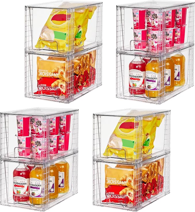 Vtopmart 8 Pack Large Stackable Storage Drawers,Clear Acrylic Drawer Organizers with Handles, Easily Assemble for Fridge, Bathroom,Kitchen Undersink,Cabinet,Pantry Organization and Storage | Acrylic Drawer Organizers, With Handles, Easily Assemble, For... - Image 6
