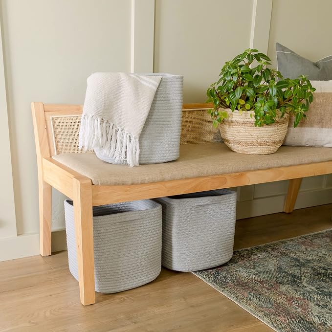 NaturalCozy Storage Cubes 11 Inch Cotton Rope Woven Baskets for Organizing, 3-Pack | Cube Storage Bin | Square Storage Baskets for Shelves Organizer, Classroom, Kids Toy Bins, Closet, Baby Nursery - Image 8