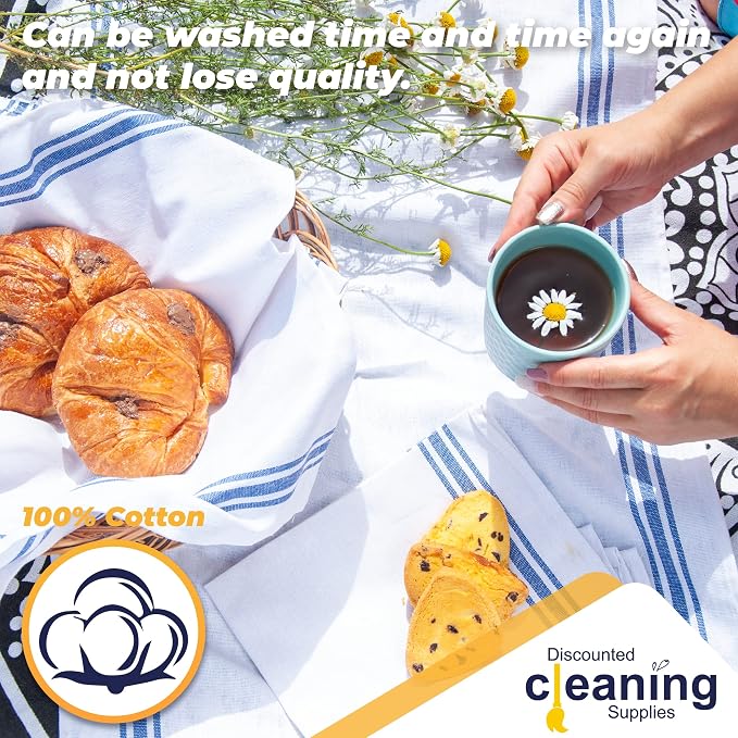 Tea Towel for Kitchen 27.6'' x 18.5'' - Pack of 10 - Cotton – Dish Towels for Drying Dishes – Quality Tea Towels for Catering – Glass Cloth for Bar & Restaurant - Image 6