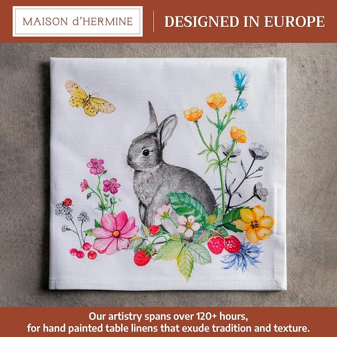 Maison d' Hermine Cloth Napkins Set of 4 Reusable 100% Cotton (20" x 20") | Everyday Square Napkins Cloth Washable Dinner Party Wedding Restaurant Hotel Kitchen Spring Summer - Printemps - Image 2