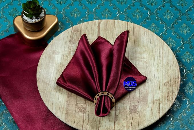 MDS® Pack of 150 Satin Napkins 12 x 12 Inch, Soft Silky Reusable Cloth Dinner Table Napkins for Wedding Décor, Reception, Birthday, Parties, Banquets, Catering, Restaurants & Hotel - Burgundy - Image 7