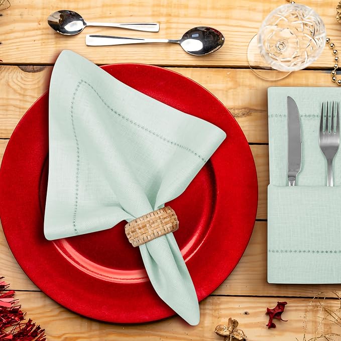 BEDDING CRAFT Linen Cloth Napkins Set of 4, 18x18, Pastel Blue | Soft Durable Washable -Ideal for Events Wedding Christmas Thanksgiving Newyear-Perfect Everyday Use Table Linen 18x18. - Image 7