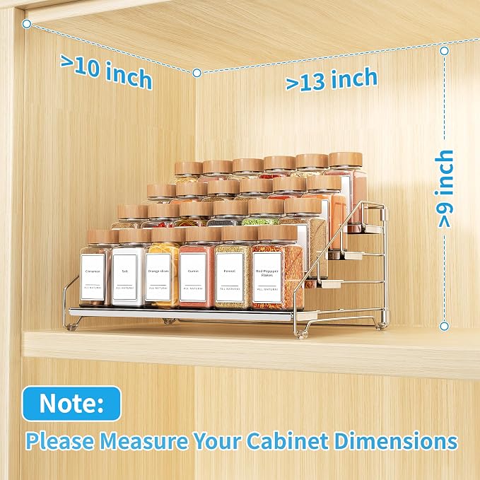 BOIVSHI Spice Organizer for Cabinet, Adjustable Depth Spice Shelf - Chrome | 4 Tier Spice Rack, Space-saving Spice Organization for Cabinet and Counter, Keep Your Kitchen Neat and Organized - 1 Pack - Image 4